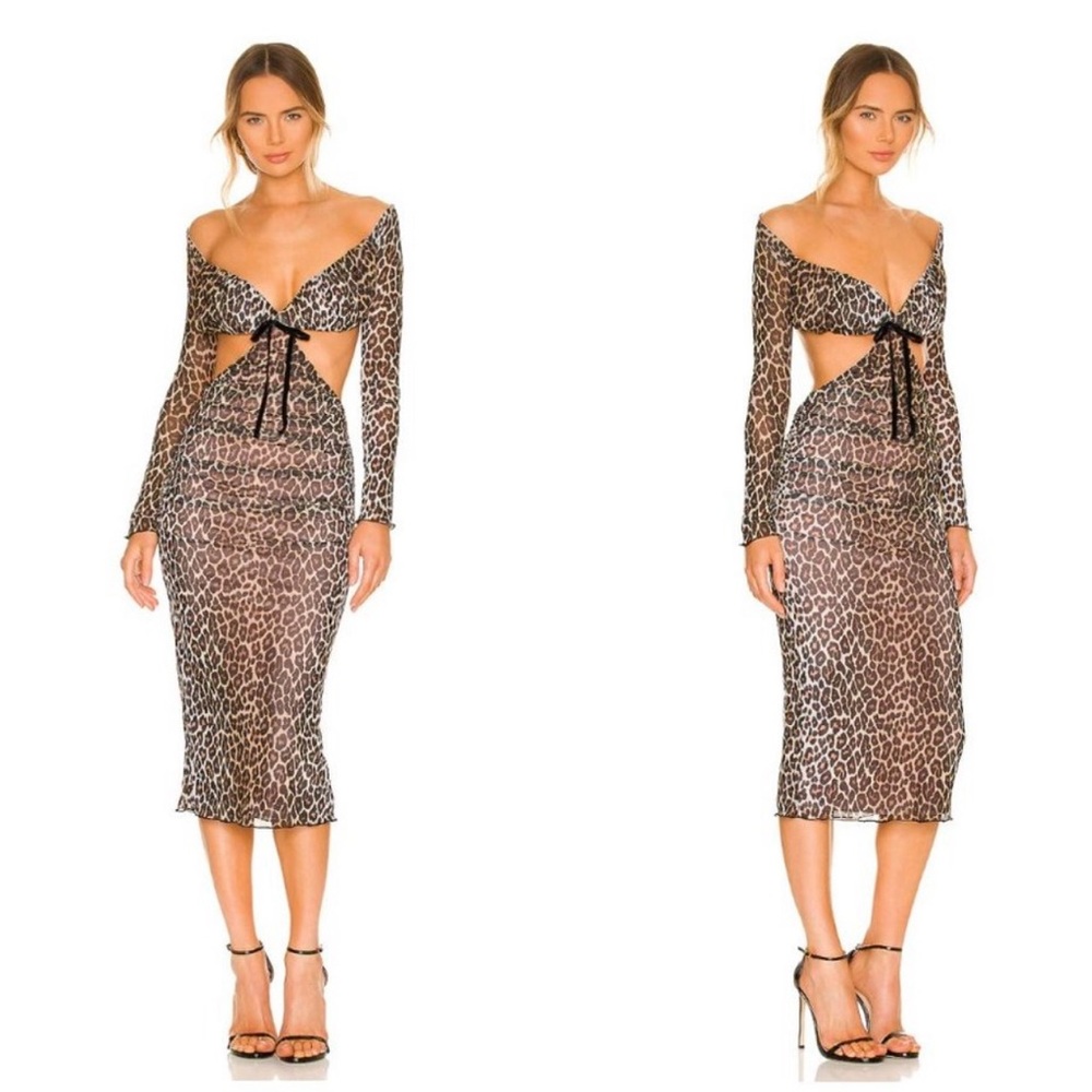 MAJORELLE | NWT Janan Midi Dress in Leopard Print Size M